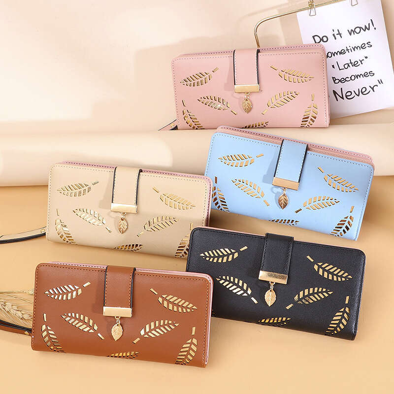 Hot Selling New Korean Style Women's Long Fashion Clutch High-end Niche Leaf Wallet