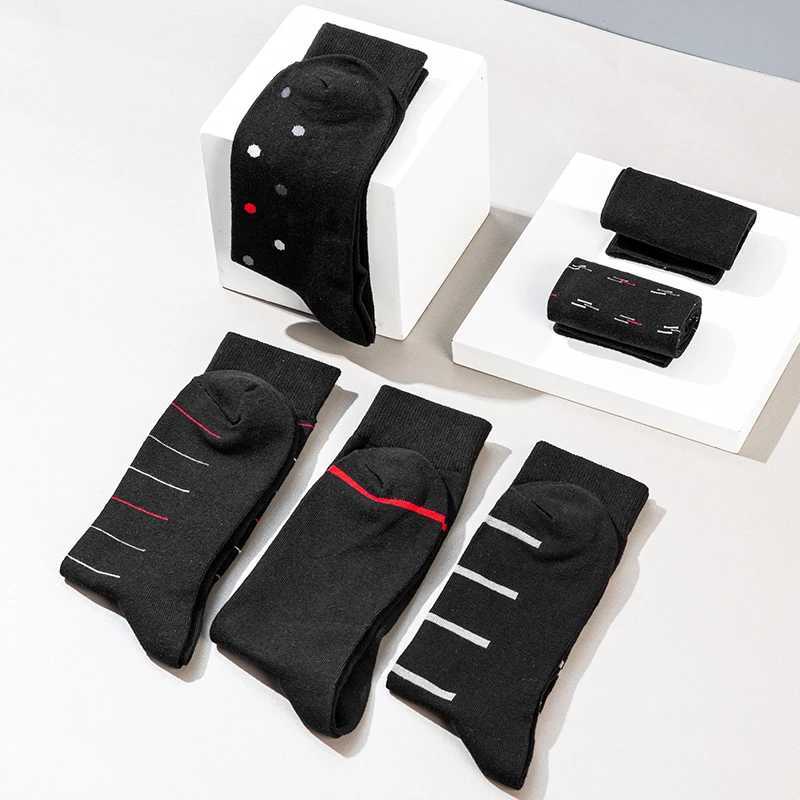 6 Pairs High Quality Business Men Socks Cotton Casual Soft Compression Fashion Design Brand Males Black Plus Size Dress Socks Z250610
