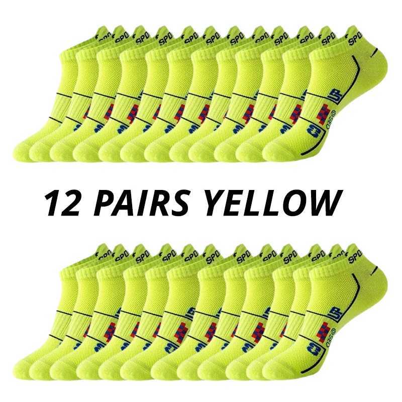 6/12Pairs Men Sports Mesh Running Socks Breathable MoistureWicking Low-Cut with Ear Loops All-Season Couple Socks for Men Women Z250610