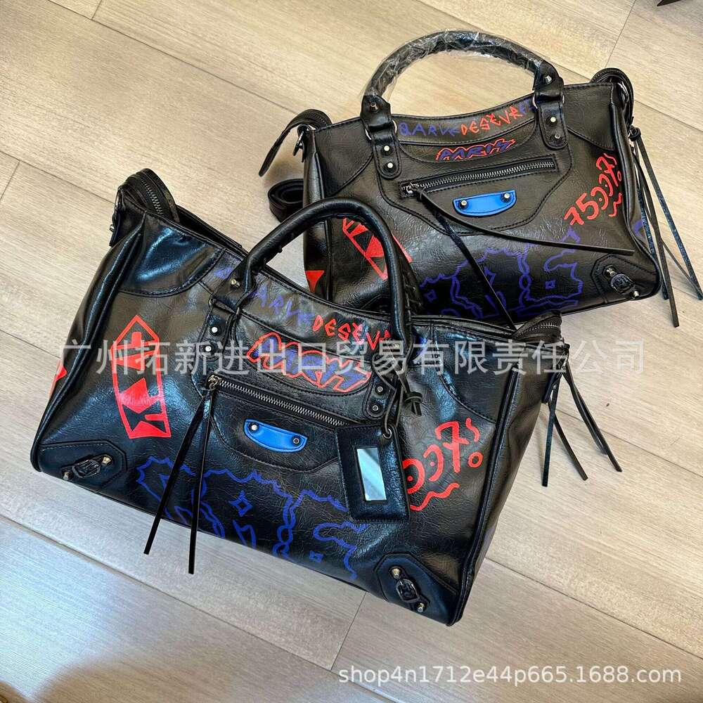 New Graffiti Motorcycle Fashion Trend Shoulder Bag Crossbody Handbag Must Have Trendy Item