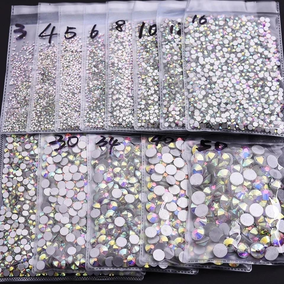 Super Glitter Crystal AB Non Fix s SS3SS50 FlatBack Strass Sewing Fabric Garment Nail Art Decorations 250606