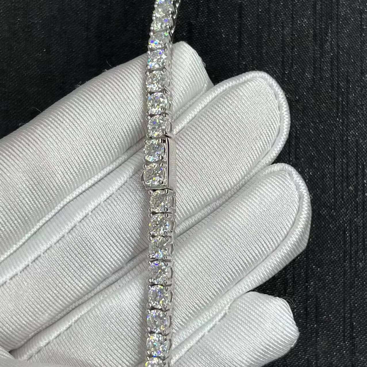 OACOCA Luxury VVS Moissanite Diamond Tennis Chain 4mm 18 Inches Necklace Silver Plated Jewelry Chain
