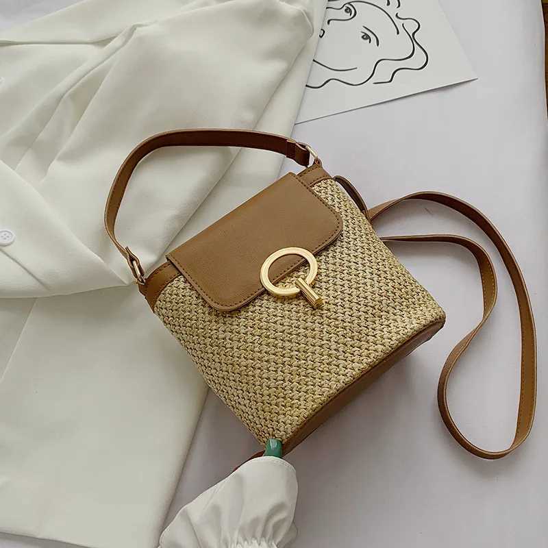 Summer New Straw Bucket Bag For Women New Crossbody Bag Beach Handbag Vacation Shoulder Bag Design Lady Bag Travel Purse Bolsa XJ250610