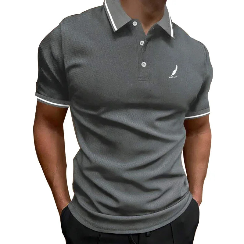 Men Fashion Slim Fit Sport Lapel Polo Shirt Business Casual Tops Short Sleeve 250610