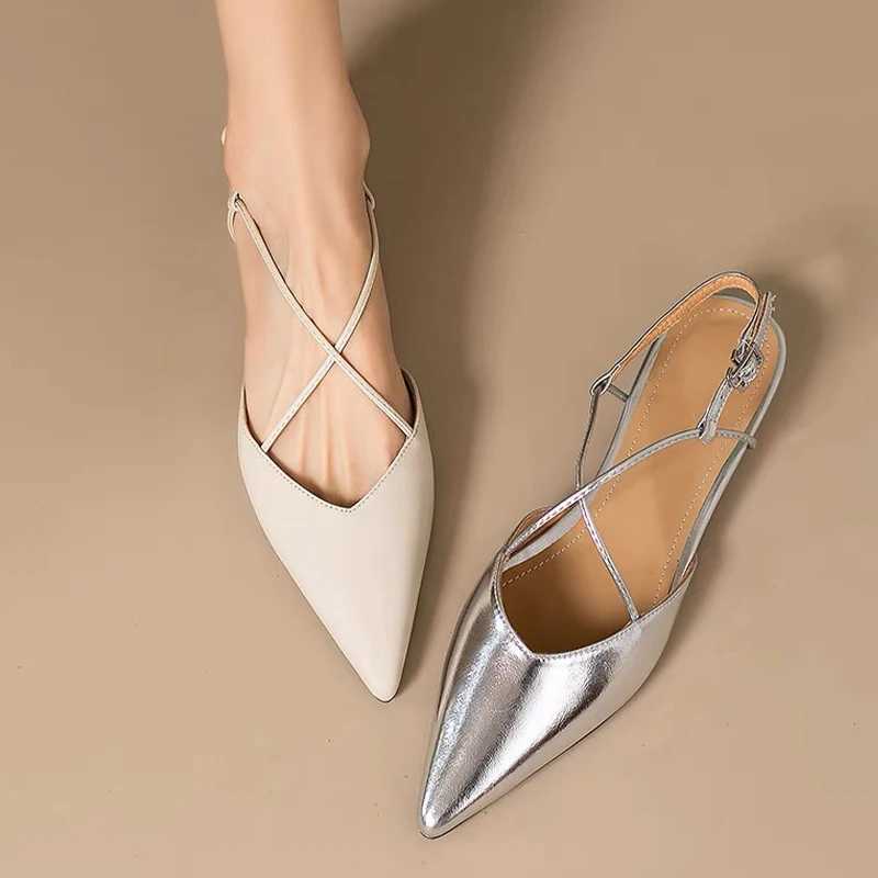 Designer Women Flats Sandals Elegant Pointed Toe Slingback Shoes Woman Summer 2025 Trend Fashion Flip Flops Womens Sandals XJ250610