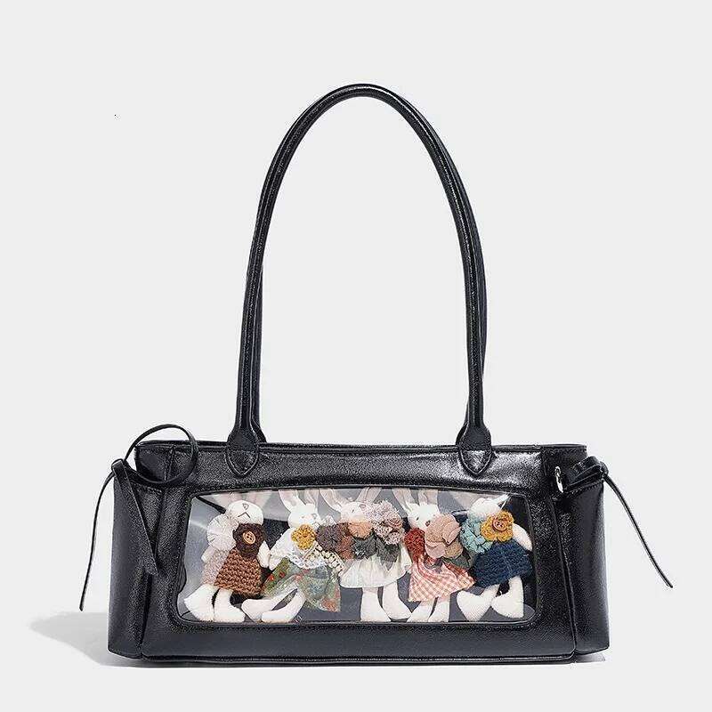 MBTI Cute Shoulder for Women Vintage Red Y2k Fashion Kawaii Bow Handbag Elegant Casual Transparent Lolita Jk Female Ita Bag