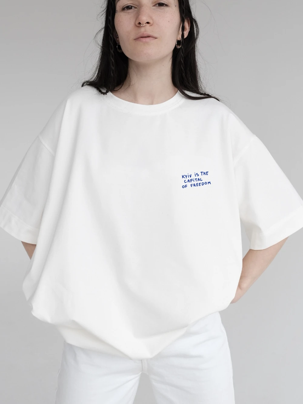 Summer Simple Fashion Printing Designer T-Shirt With Kyiv is The CAPiTAL of Freedom Women's Summer Boutique Cotton Shirt Drop Sleeve Tee