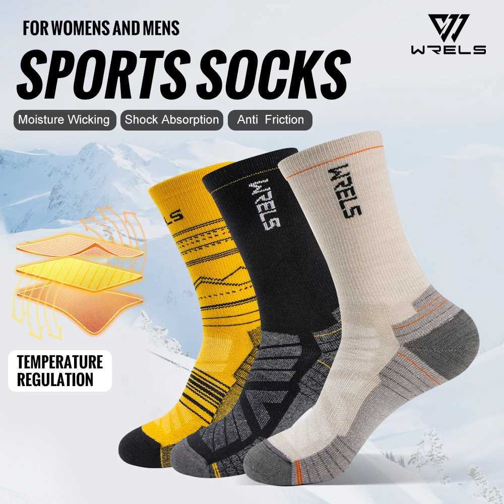 WRELS Merino Wool Socks Hiking Lightweight Shock Absorption Damping Mid-Calf Ankle Socks Running Sport Merino Wool Socks Z250610