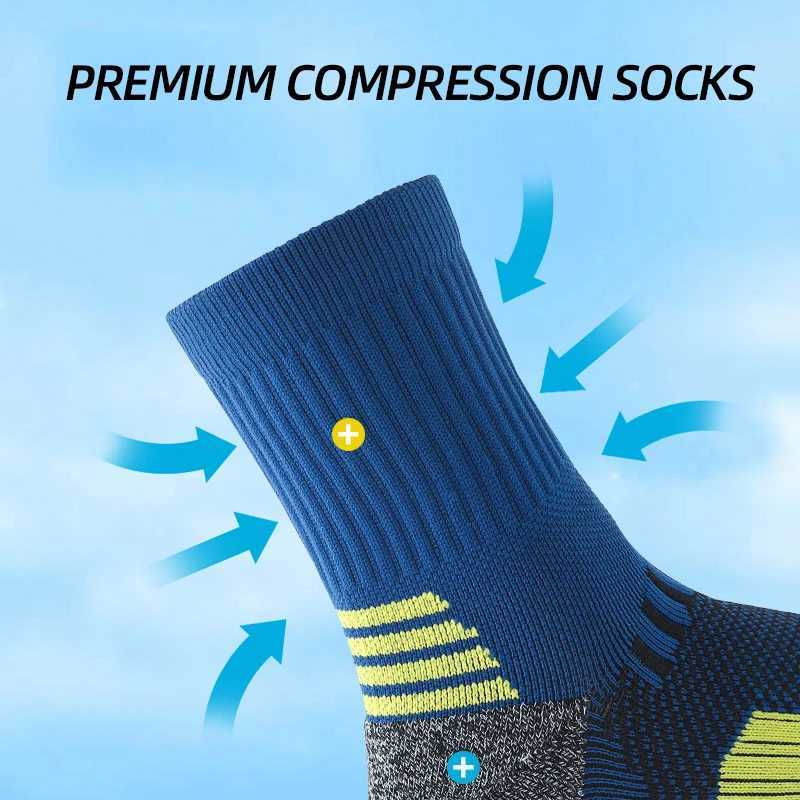 6/5/3 Pairs Mens Athletic Socks Sports Breathable Outdoor Running Compression Socks Cotton Training Long Black Stretch Socks Z250610