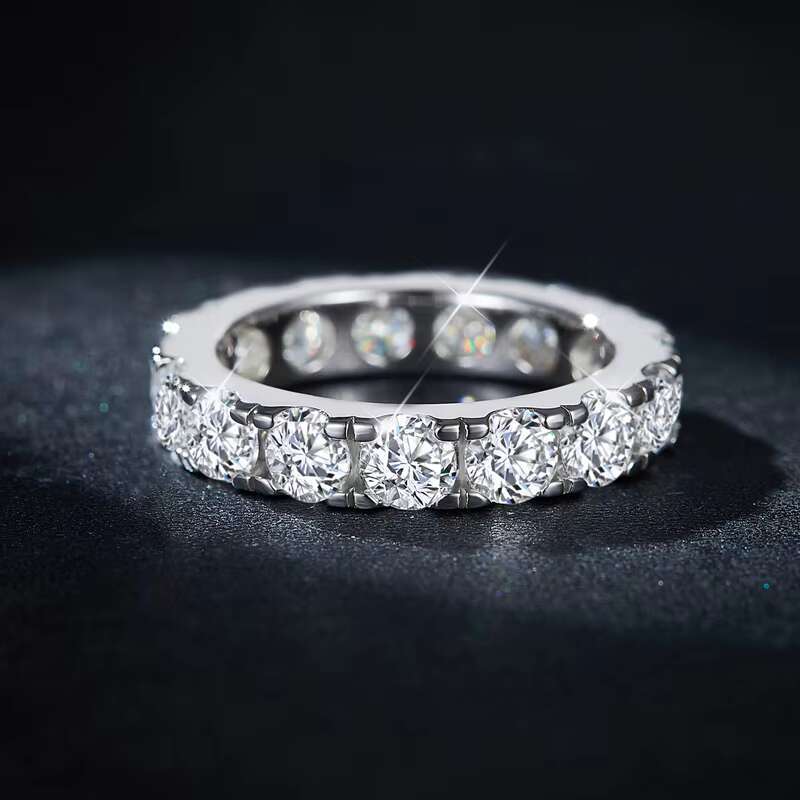 Hip Hop Style round Moissanite Diamond Silver Womens Wedding Ring Lucky Moissanite Man Rings
