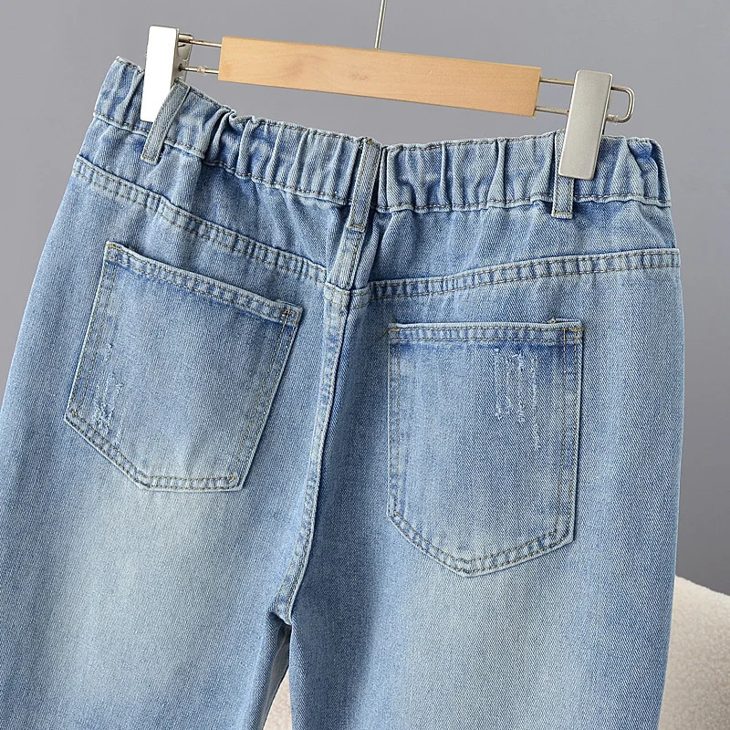 Plus Size Womens Distressed Jeans High Waisted Ripped Skinny Denim Pants Stretch Comfort Casual Fashion Trendy Streetwear 250609