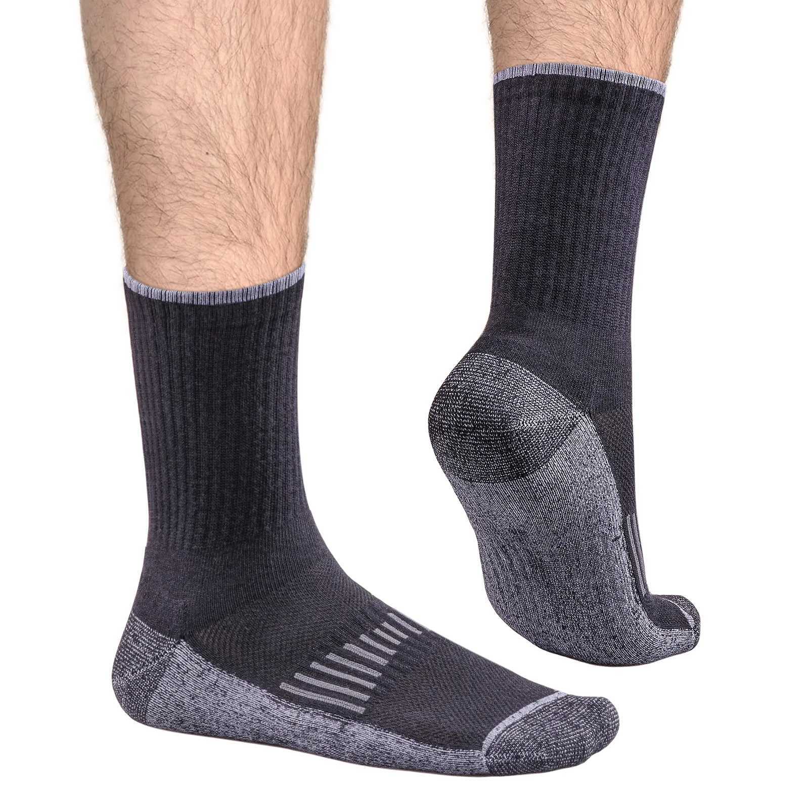YUEDGE Mens Moisture Wick Trekking Hiking Sports Socks Cotton Cushioned Work Boot Crew Socks For Men Size 37-46 EU Z250610