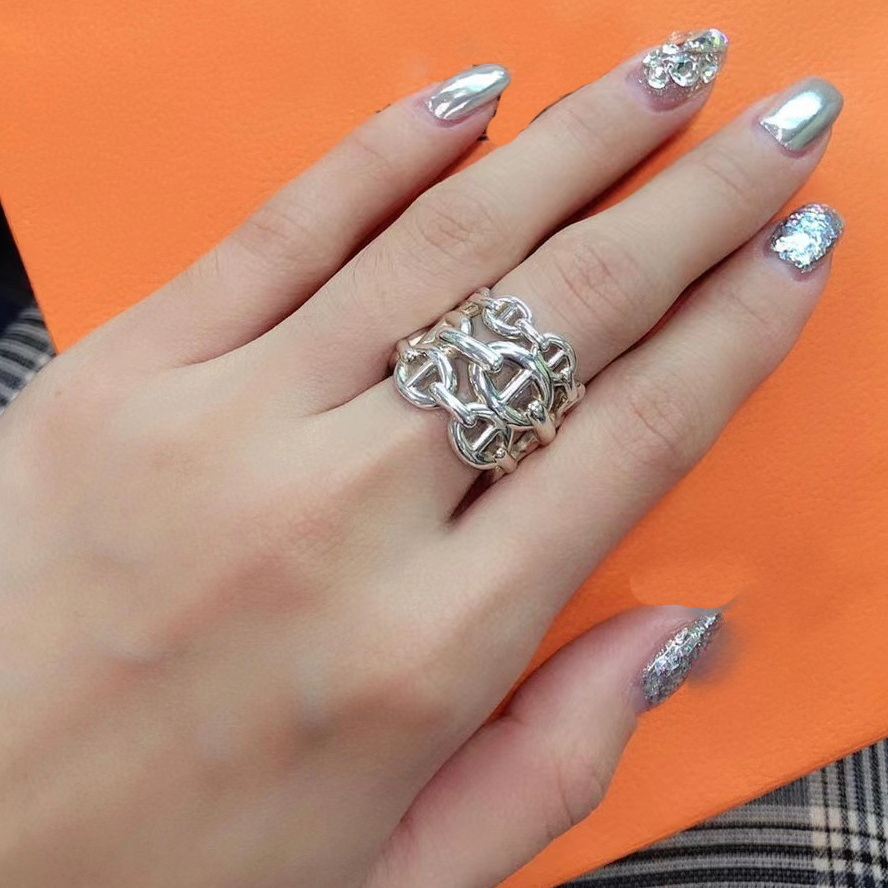 ADITA Adjustable Sterling Silver Anchor Chain Ring Accent for Women Elegant 925 Silver Jewelry T0P quality 030