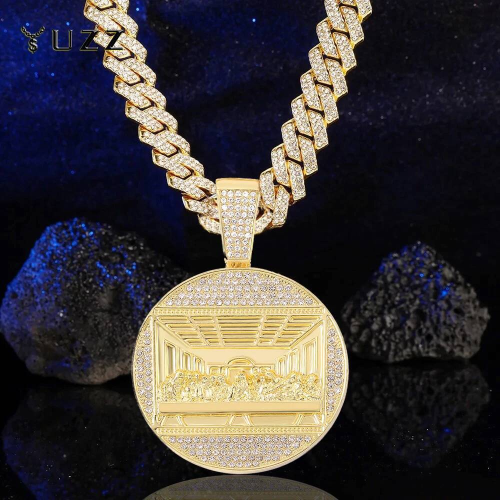 New Last Supper Cuban Necklace With 14mm Iced Out Chain Fashion Hip Hop Men Charm Pendant Tennis Necklaces Jewelry