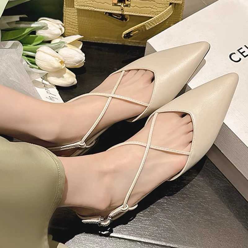 Designer Women Flats Sandals Elegant Pointed Toe Slingback Shoes Woman Summer 2025 Trend Fashion Flip Flops Womens Sandals XJ250610
