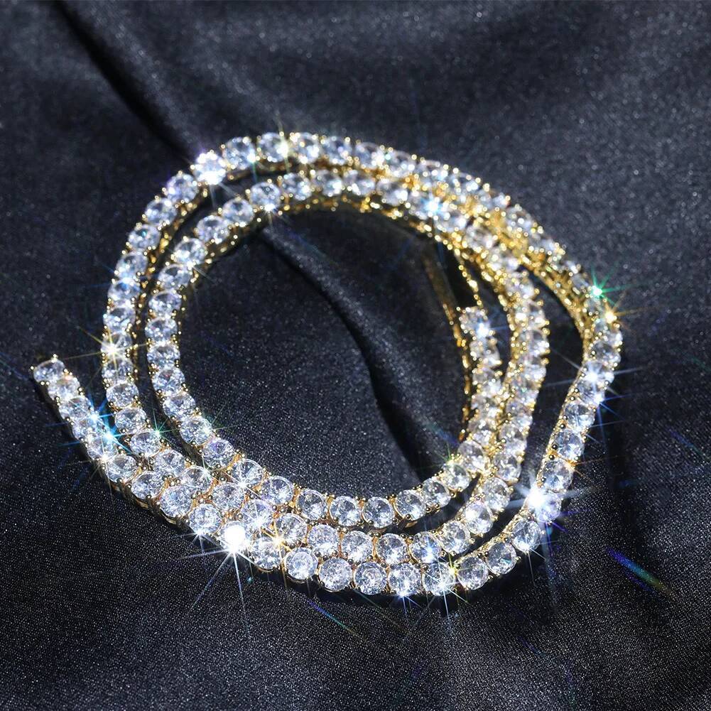 Icedminer 4mm Iced Out Tennis Necklaces With Box Clasp Bling Chain Choker For Women Men Hip Hop Jewelry Free Shipping