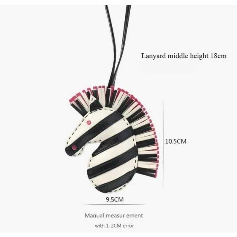 New Quality Leather Handmade Zebra Head Pendant Sheepskin Hand Sewn Unicorn Pendant Keychain Car Pendant Handbag Pendant Z250611