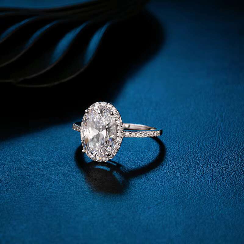Moissanite 18K White Gold Ring Oval Cut 5CT VVS Lab Moissanite Diamond Engagement Ring Moissanite Ring Jewelry