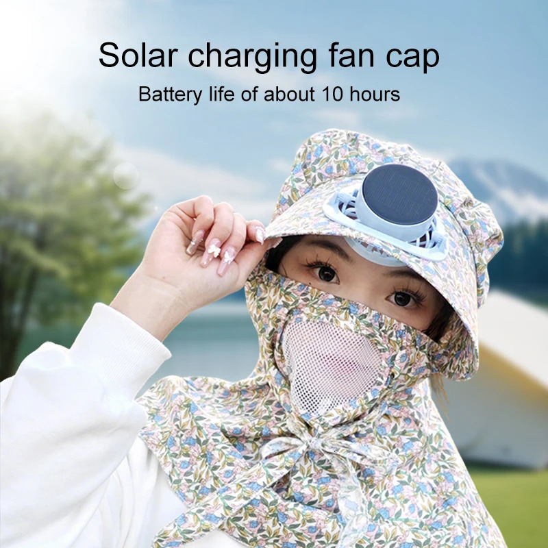 Solar Fan Hat Protection Hat Summer UV Protection Shade Tea Picking Cool Hat High Hiking Hat Rechargeable With LED Display 250529