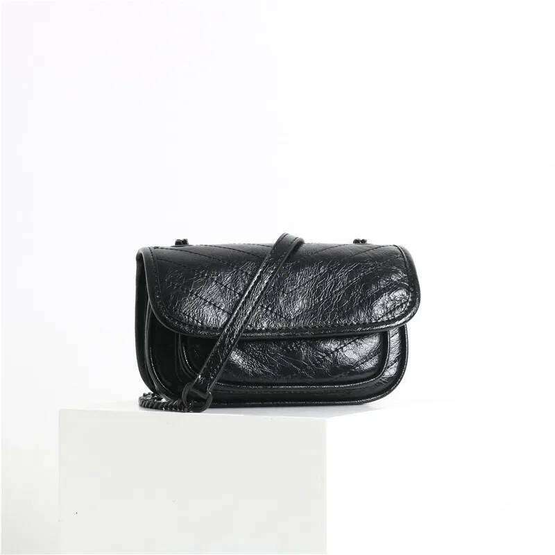 2025 New Vintage Large Capacity Chain Shoulder Crossbody Niki Courier Women's Bag Oil Head Layer Cow Leather