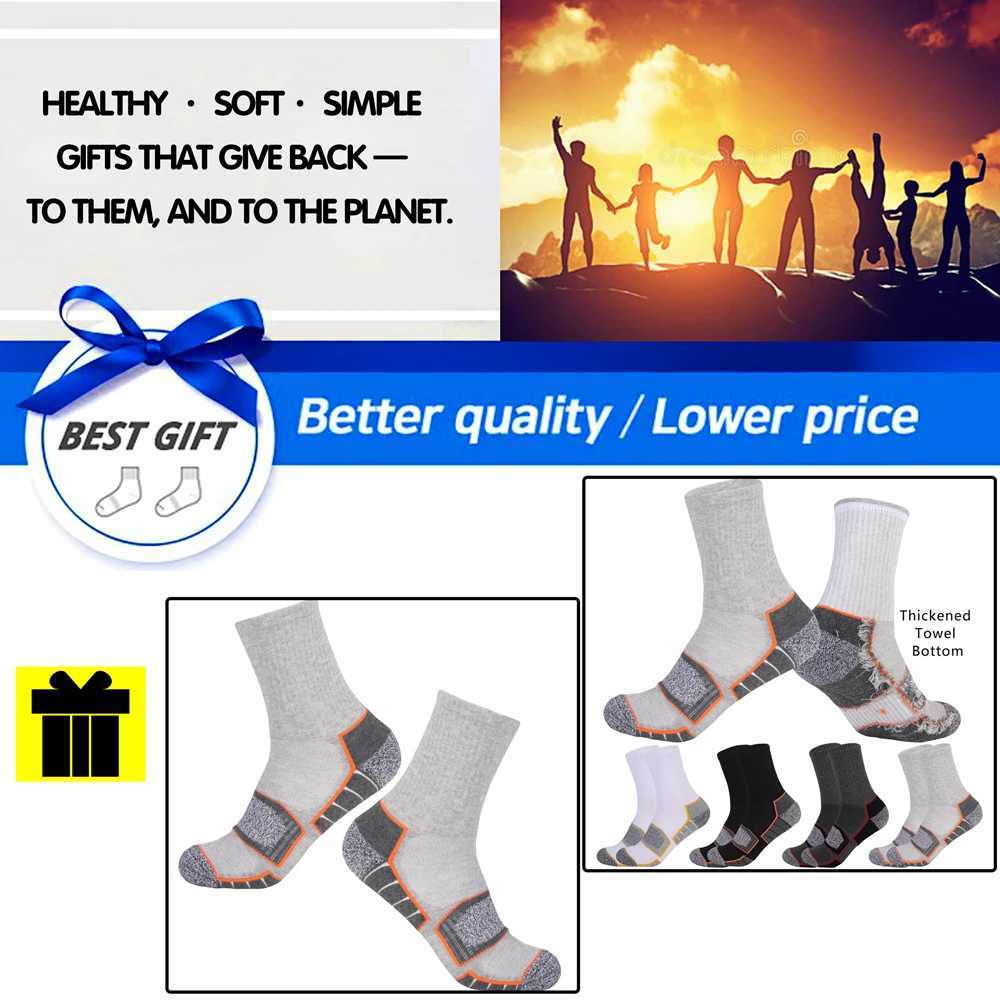 6 Pairs Mens Heavy Cushion Hiking Socks Cotton Anti-Odor Moisture-Wicking Unisex Sizes 35-50 for Trekking Running Multi-Pack Z250610