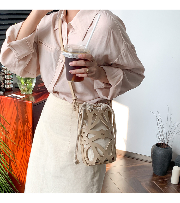Free Shipping 2025 New Designer Bag Exquisite Practical Wallet Women's Hollow Drawstring Canvas Shoulder Bag Niche Fashion Multifunctional Handba