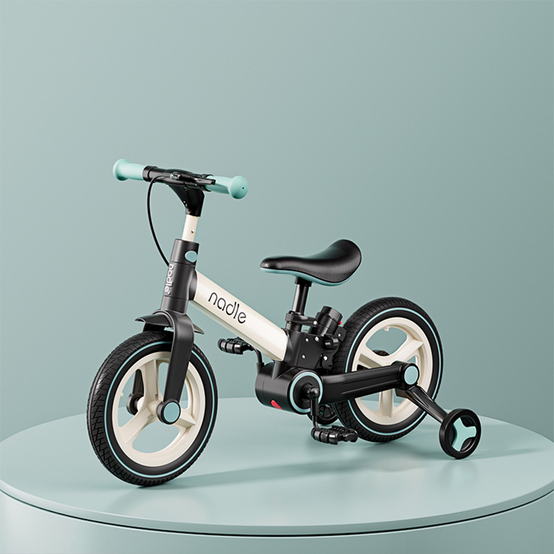 Nadle 2-in-1 multifunctional bicycle aluminum alloy frame push rod foldable pedal type auxiliary wheel detachable suitable for children aged 2-6