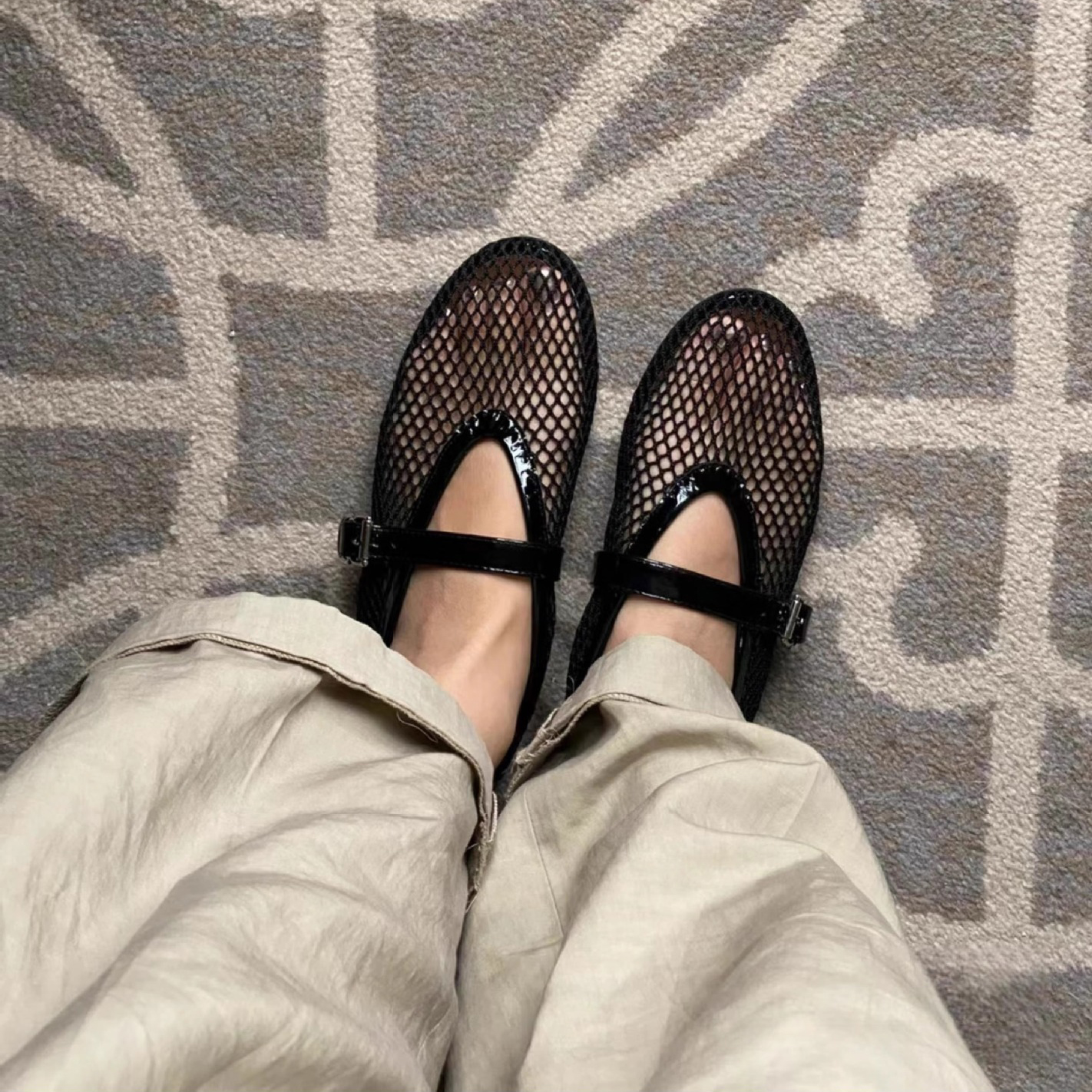 mesh hollow ballet flats heels mary jane loafers womens fashion summer women shoes balck white fishing net weaving buckle designer sandals size 35-43