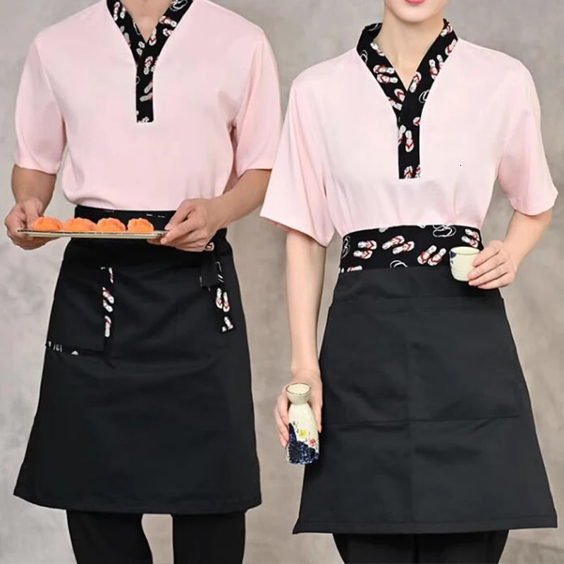 Unisex Japanese Style Short Apron Chef Cooking Aprons Kitchen Restaurant Sushi Shop el Waiter Work Uniform Apron 250611