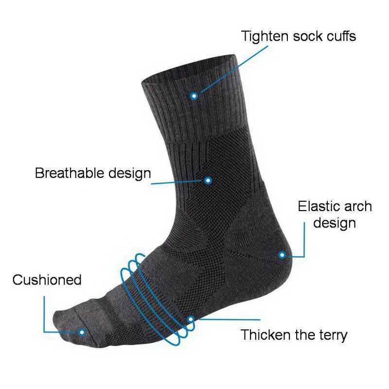 1 Pair Merino Wool Socks Winter Socks For Men Women Thick Mountaineering Hiking Socks Camping Thermal Socks Warm Sports Socks Z250610