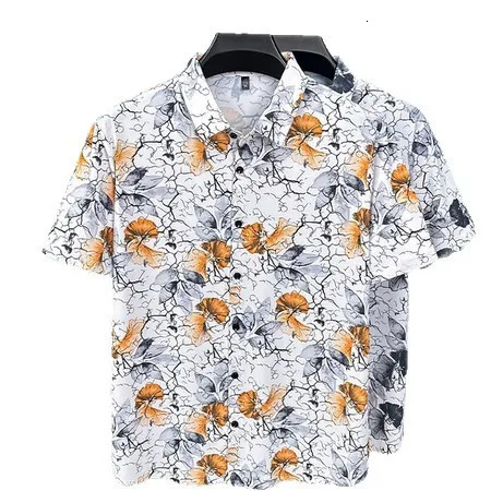 Summer Men Short Sleeve Hawaiian Shirt Casual Polyester Cotton Blend Shirt 250606