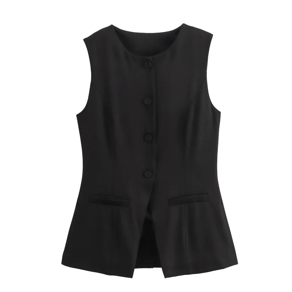 Office Blazer Vest | 2Color Stretch Waistcoat for Summer Women Workwear Breathable Linen with Hidden Pockets 250610