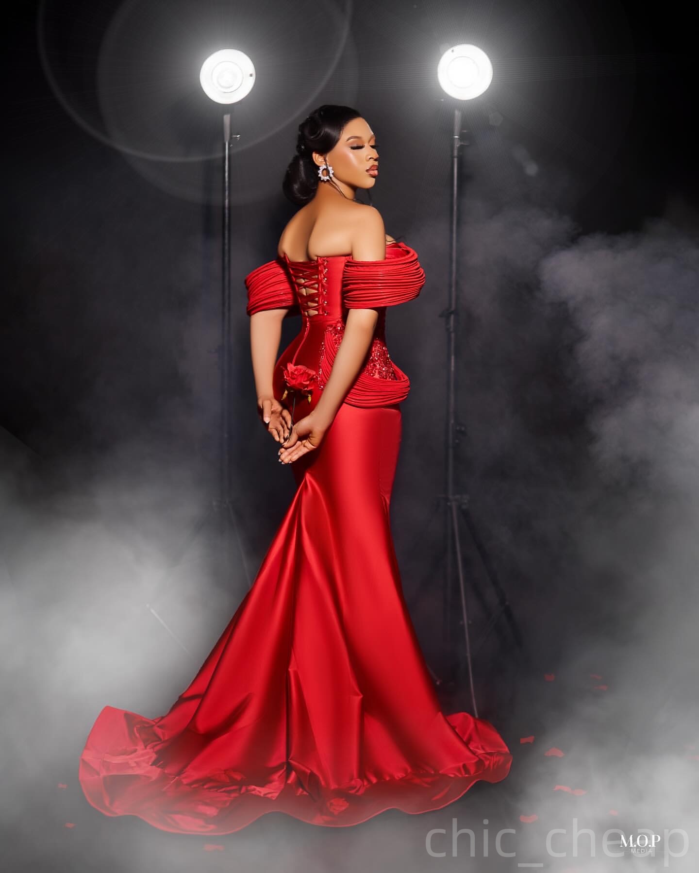 Red Mermaid Prom Dresses 2025 Lace Crystals Satin Stylish Evening Formal Party Second Birthday Engagement Gowns Plus Size Dress For Special Occasions