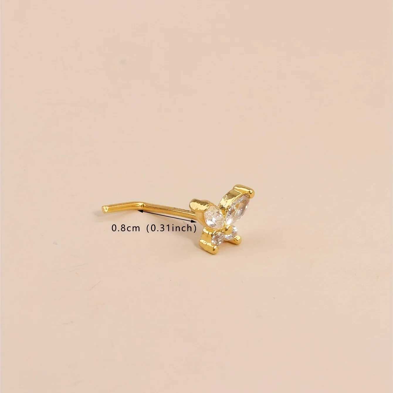 Nose Rings Stainless Steel L Shaped Nose Studs Butterfly Screw Nose Stud for Women Men Nose Piercing Jewelry Silvery/Golden W250611