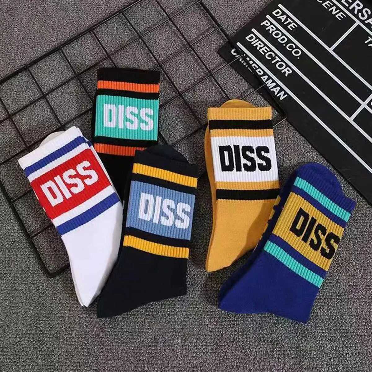5 Pairs/Set Unisex Socks Multicolor Letter Diss Pattern Mid Tube Socks Suitable For All Seasons For Daily Sports Z250610