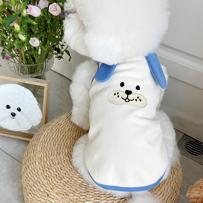 Spring ins style velvet cotton pet dog cat clothes Teddy Bichon Poodle embroidered vest