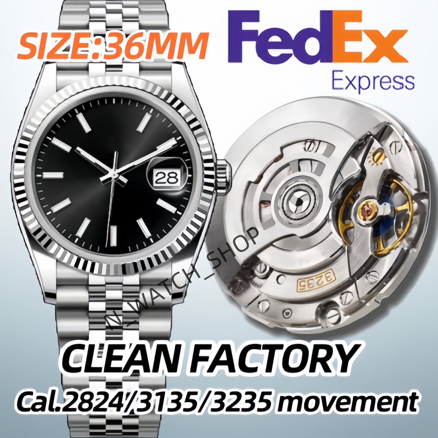 Mens Watch Luxury Watch CLean factory Men Designer Super Clone Watches Date 36MM Automatic Mechanical Cal.3235 Movement Sapphire Luminous Diving 100M Watch With box