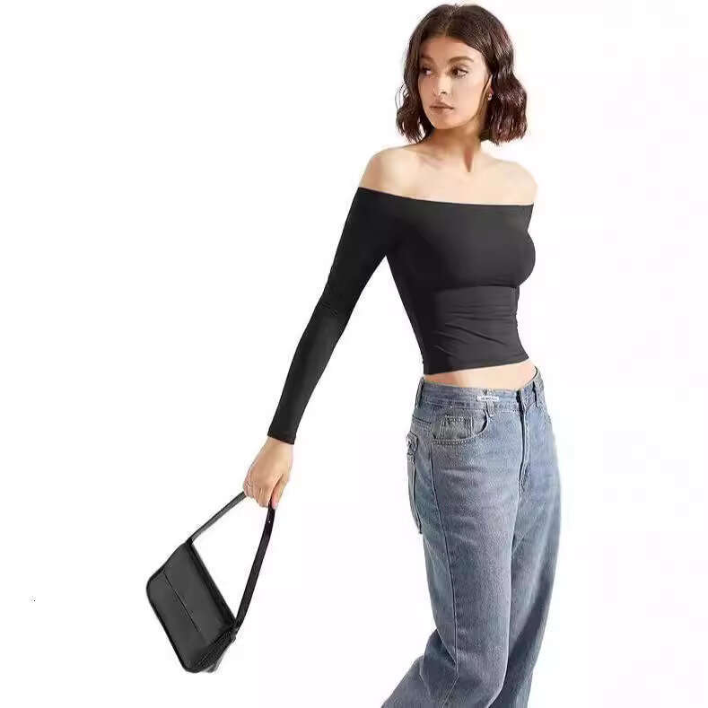 Autumn Fashion Sexy Long Sleeve Women's Off-Shoulder Crop Top Pullover T-Shirt B5