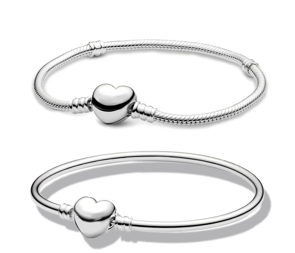 S925 Sterling Silver Pan Bracelet, Snake Bone Chain, Heart-shaped Simple Diy Beaded Bracelet, Couple Gift