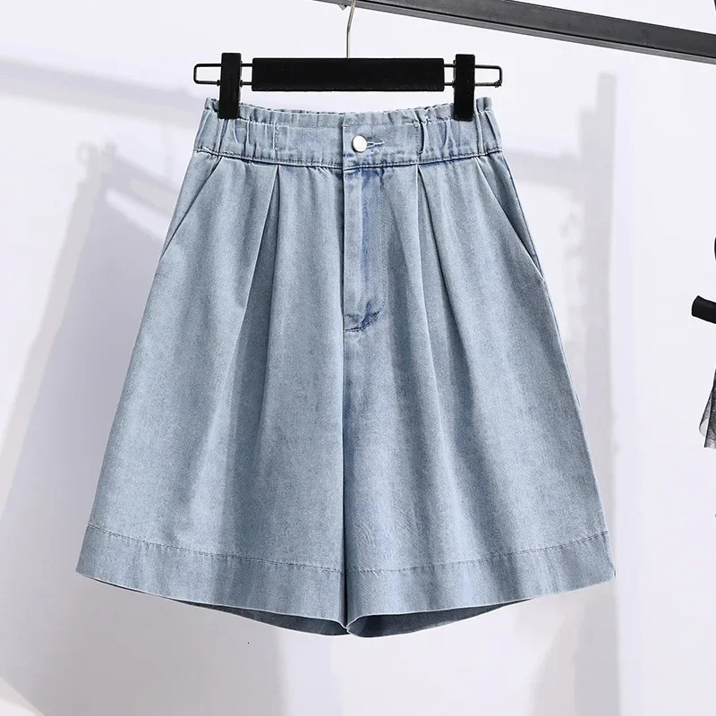 Plus Size High Waist Loose Wide Leg Jeans Shorts Womens plus Size Summer Fashion A Line Mini Pants FivePoint Pants 250609