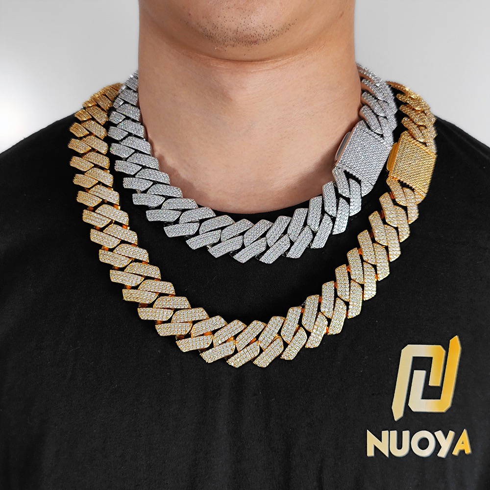 Mens Luxury 20mm Cuban Link Chain w/ VVS Moissainite Bezel Setting Includes GIA Certificate