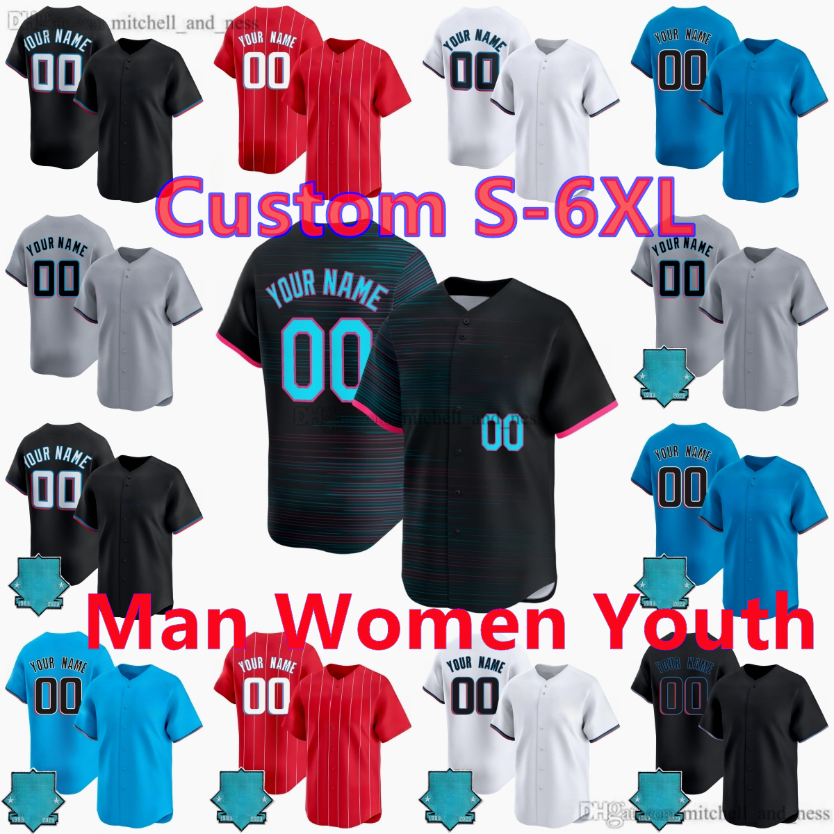 Custom XS-6XL Movie Baseball 22 Alcantara Jersey Stitch 28 Stowers 9 Edwards1 Norby 4 Fortes 39 Perez 15 Anderson 2 Chisholm Jr. 18 Conine 8 Dawson Jerseys Sport Shirts