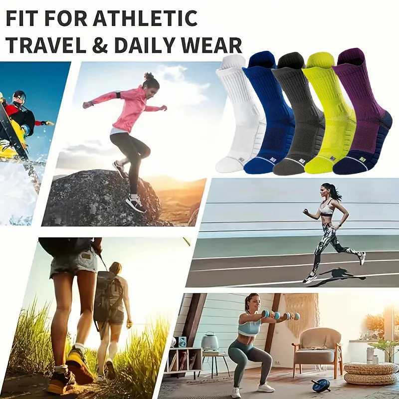 1/4/5 Pairs Men Sports Socks Cushioning 4.0 Technology Odor Proof Sweat Absorbing Breathable Running Basketball Compression Sock Z250610