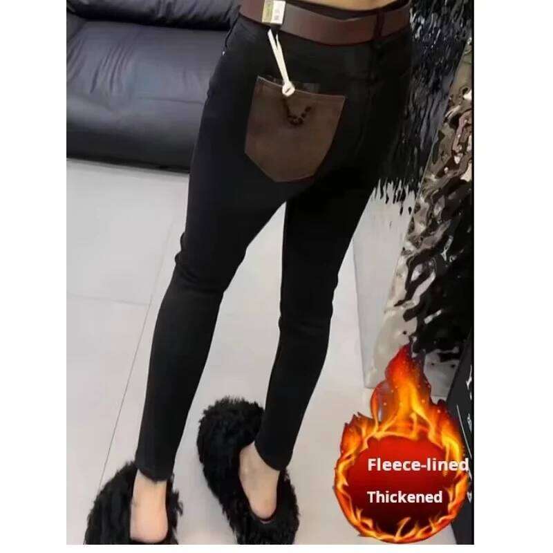 Pile Thickened Pencil Soft Jeans Women's Autumn Winter 2024 New Plus Size Fat Mm Stretch Slim Leg Pants