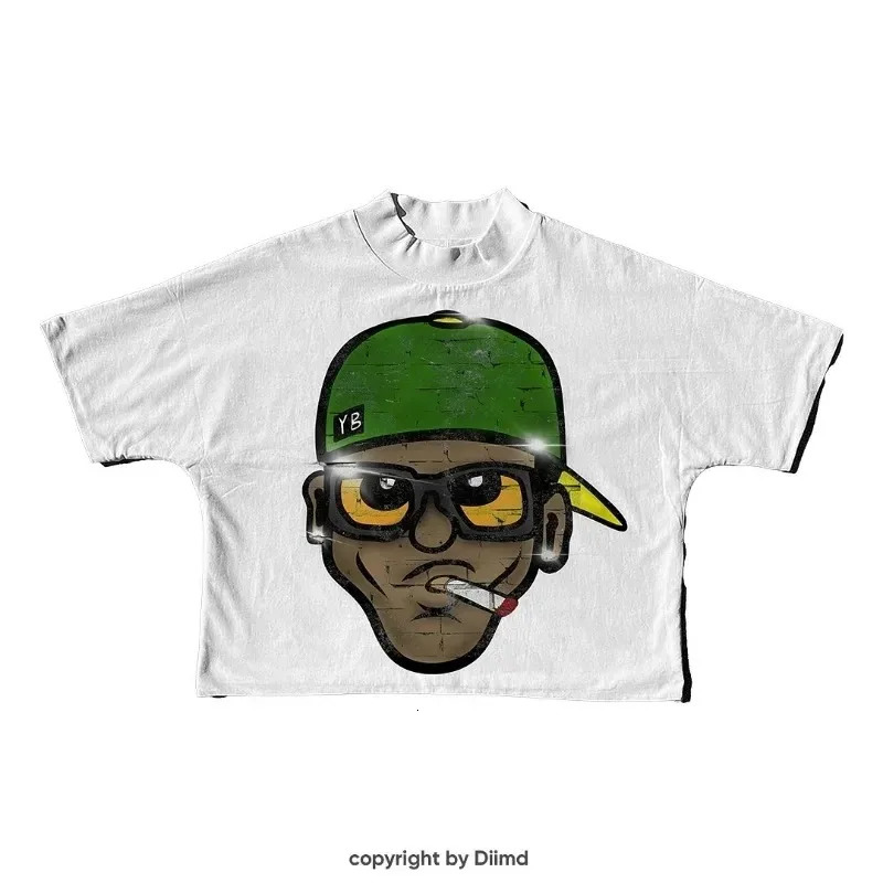 Goth Harajuku American Hip-hop Rock Cartoon Printed Fashionable Short-sleeved Top Men Y2k Loose Casual Oversized T-shirt Women 250611