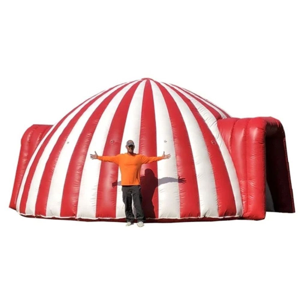 10mLx10mWx6mH (33x33x20ft) Oxford Red White Circus entrance Inflatable igloo tent high quality pop up full dome party entry shelter for outdoor event
