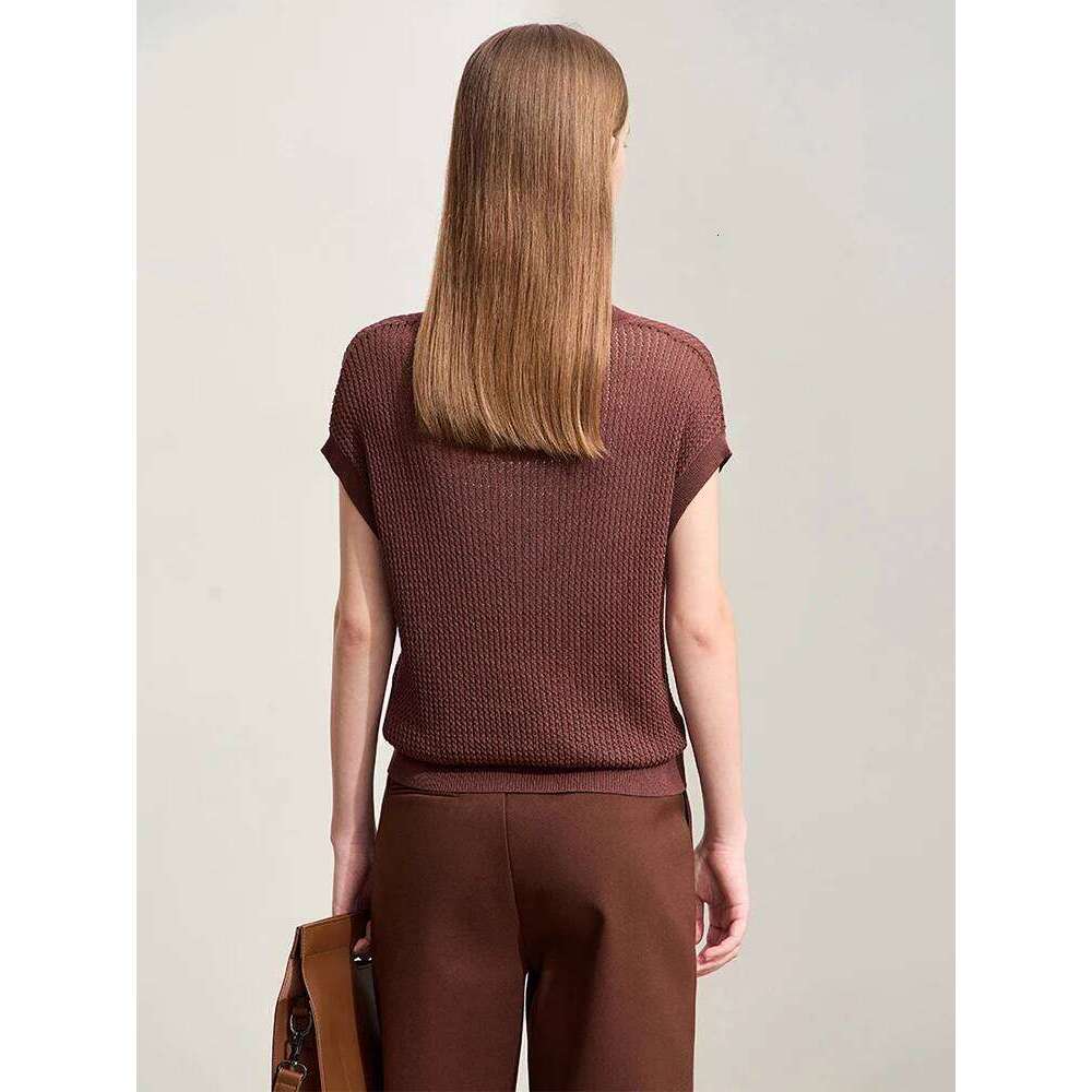 Amii Minimalism Sweater Women 2024 Summer T-shirt Knit Raglan Short Sleeve V-neck Loose Hollow Out Pullovers Tops 12422156