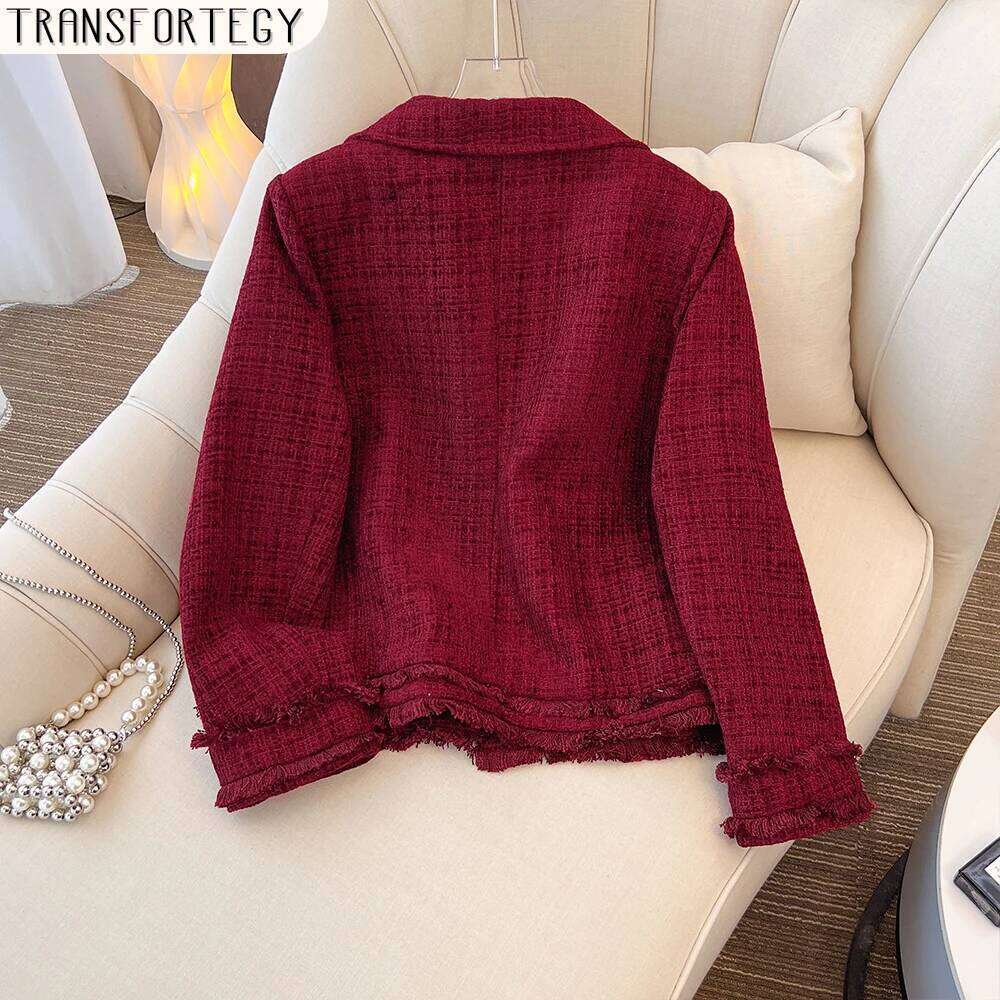 Plus Winter Casual Thickened Warm Red Commuter Top 2024 New Women's Clothing Clip Cotton Short Coat Large Size