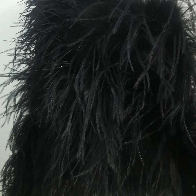 New Style Coat 38 Cm 100% Natural Hair Women's Sexy Real Ostrich Featherostrich Feather Jacket Long Sleeve