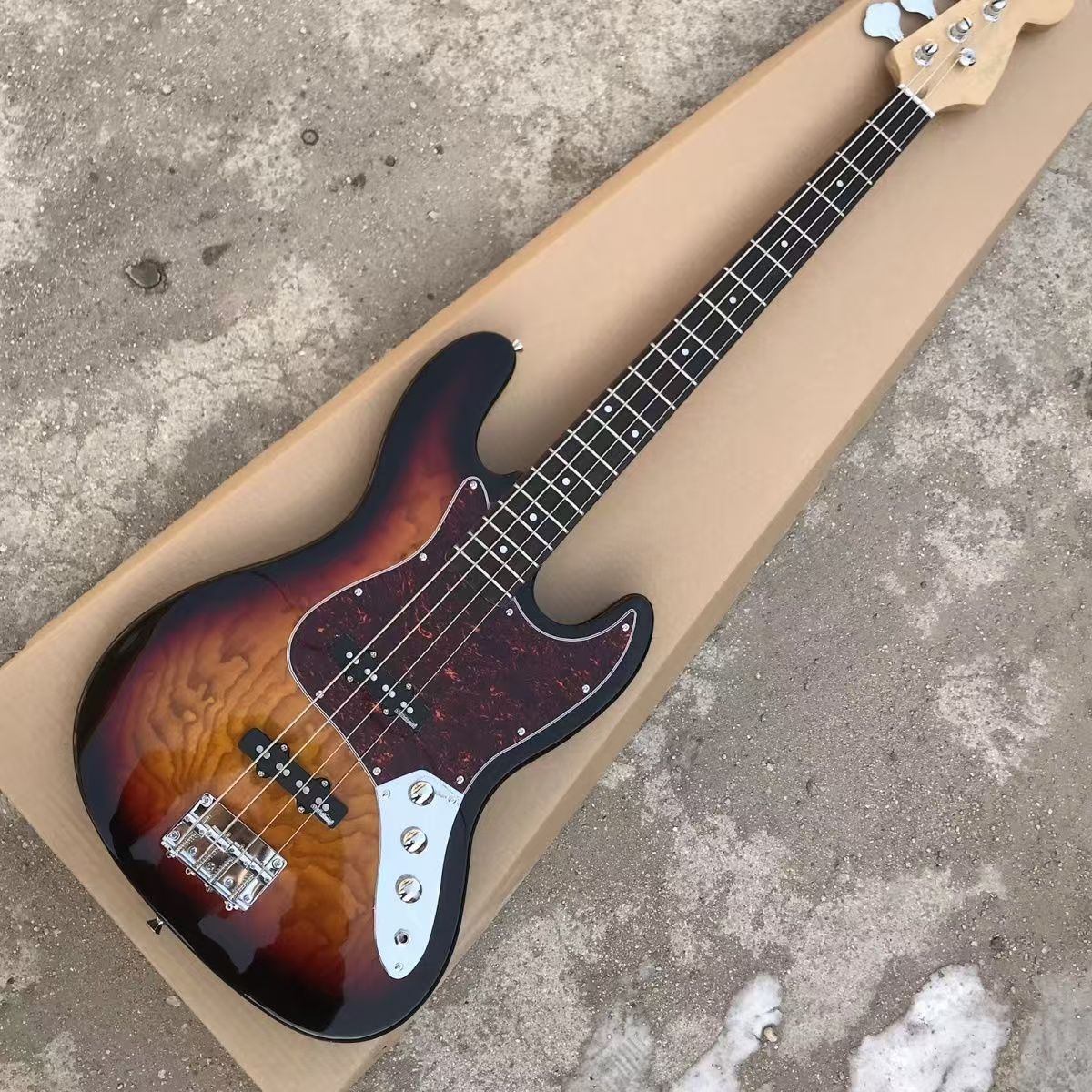 Elegant Sunlit Red Tone Lefty Electric Double-Bass
